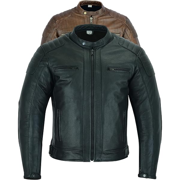 Veste En Cuir De Moto Biker Avec Armure De Protection - Neuf Avec étiquettes - Unisexe