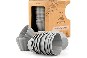 Backefix wiederverwendbare Muffinförmchen Silikon BPA frei im 24 Set, nach deutschem Standard | Muffin Formen antihaftend ohne Einfetten, stabil & dickwandig, Muffinform einzeln je 7,5 x 4cm groß XXL