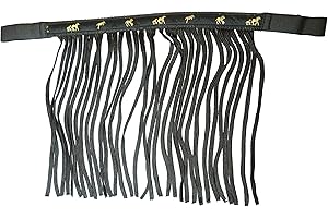 Frange Mouche pour Cheval - Masque Anti-Mouches avec Franges et Fermeture - pour shetty, Pony, COB, Sang Chaud, KB (X-Full), Noir