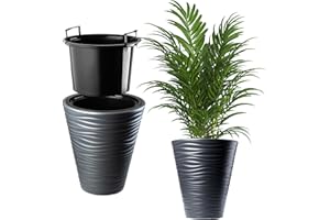 KADAX Doniczka na kwiaty, okrągła donica na rośliny, do użytku wewnątrz i na zewnątrz, odporna na warunki atmosferyczne, z tworzywa sztucznego, ozdobna doniczka na kwiaty, do domu, ogrodu, na balkon (Ø 30 cm, antracyt)