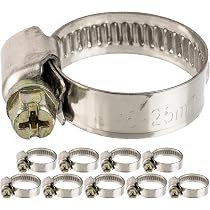 25 fascette stringitubo a orecchio singolo in acciaio inox, morsetti per tubi singoli, per sigillare vari tubi, anelli di serraggio per tubo carburante (10,5 mm