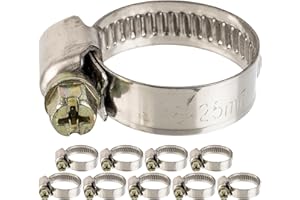 YOUR DAY MATE Fascette stringitubo professionali con vite senza fine, campo di serraggio 16-25 mm, 4 pz in acciaio inox W2, con impronta a croce, banda larga 9 mm, fascetta per tubo lavatrice