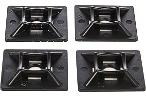 100 Pack of Black Cable Tie Bases - 28mm x 28mm - Premium Adhesive Fixing Mounts by Gocableties