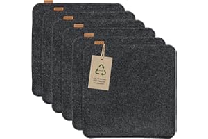 ‎MIQIO Miqio Design Filz Sitzkissen Eckig mit Antirutschnoppen | 35cm | 6er-Set | Indoor und Outdoor | Nachhaltig aus recycelten PET Flaschen | Waschbare Stuhlkissen rutschfest | Dunkelgrau
