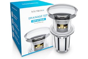 Bächlein Universal avloppssats med bräddavlopp (krom) – popup-ventil för tvättställ och handfat – avloppsventil av mässing med installationsinstruktioner