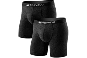 FORVEVO Bielizna męska z wełny merynosów, 2 szt., oddychające suche bokserki męskie, wygodne bokserki odprowadzające wilgoć z długimi nogawkami