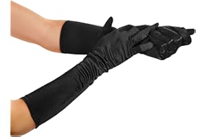 Balinco Guantes Largos, Elegantes, Estilo Años 20, Glamour Guante de Noche, Opera, Clásico, Elástico, Raso, Gótico, Festivo, Disfraces, Carnaval, Noche de Fiesta para Mujeres