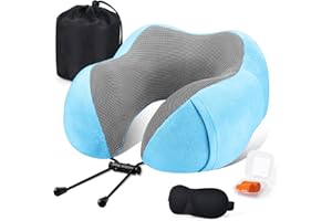 SOMLAW Podróżna poduszka pod kark z pianki z pamięcią kształtu, z maską na oczy 3D i zatyczkami do uszu, poduszka podróżna, miękka bawełna w kształcie litery U, poduszka podpierająca kark, poduszka podróżna
