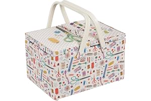 Hobby Gift Grande boîte de rangement pour l’artisanat de couture à double couvercle, appliqué, brodé, Haby Notions