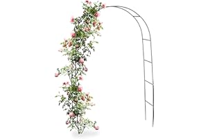 Hi - Arco da giardino per piante rampicanti e rose – 140 x 240 x 37 cm – Porta da giardino – Archetto con rose in metallo – per un aspetto da favola nel giardino