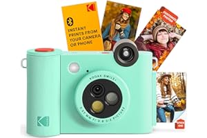 KODAK Smile+ 2-in-1 Digitale Sofortbildkamera & kabelloser Bluetooth-Fotodrucker - 10MP, Spezialeffekt-Drehobjektiv, Zink 2x3” Klebefotos, Drucken über Fun-App von Smart Devices - Grün