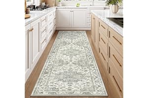 HUGEAR Verde Vintage Alfombras de Pasillo 60x240cm Antideslizante Lavable Lavadora Tapetes Larga Cocina Habitacion Pie de Cama Exterior Terraza Pelo Corto