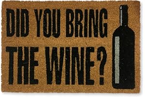 koko doormats Felpudo Entrada Casa Original de Coco Natural “Did You Bring The Wine?” | Alfombra de Entrada Antideslizante para Exterior e Interior | 60x40 cm | Diseño Divertido | Base PVC Segura