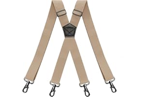 RIONA Réglable élastiques Hommes Bretelles Suspender X-Forme 3.8 cm Extra Fort avec 4 Clips Métalliques Diverses Couleurs