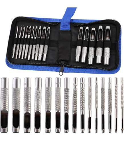 thumbnail image 2 of Circle Punch Hollow Punch Kit With Pin Point Punch Shaft Hole Punch Set Gasket Punch Set Gasket Cutter 14 PCS 5mm-35mm 3/16" To 1-3/8" With Storage Case Center Punch 2 of 10