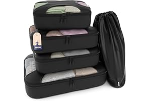 Shacke 5 zestawów kostek do pakowania do podróży, lekki organizer na bagaż (czarny)