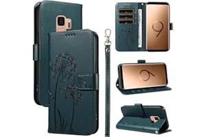 Bravoday Handyhülle für Samsung Galaxy S9 Hülle, Premium PU Lederhülle Klappbar Tasche Klapphülle mit Magnet Kartenfach Standfunktion Schutzhülle für Galaxy S9, Dunkelgrün