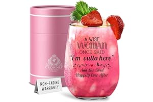 CROWNLY CRYSTAL® Personalised Gifts for Women Gin Glass Colleague Leaving Gifts for Her Presents for Women Birthday Gifts for Women Alcohol Gift Set Red Wine Glasses Gift Ideas Friend Gifts for Women