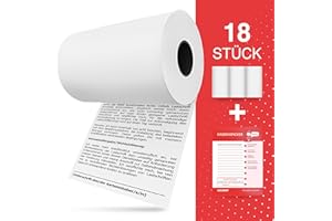 ‎LICURAT LICURAT - EC Rollen Thermopapier mit SEPA Lastschrift - 57mm x 18m x 12mm - Kassenrollen passend für EC Cash - EC Thermopapier u.A. für Ingenico ICT250, ICT220, IWL250 [18 EC Thermorollen 57mm]