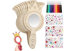 TOYANDONA 8 Pièces De Miroirs en Bois Artisanaux pour Enfants Peinture À Faire Soi-Même pour Décorer Votre Propre Miroir De Princesse Les Activités Artistiques Les
