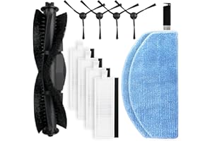 liveryde Kit Accessoires compatible avec Honiture G20 / G20 Pro, pour Airzeen G20 Pro, pour Laresar Evol 3 / 3S, 1 brosse rotative, 4 brosses latérales, 4 filtres, 2 lingettes Pièces de rechange