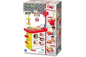 Jouets Ecoiffier - 1691 - Sortie de caisse Supermarché 3 en 1 avec accessoires de ventes - Jeu d'imitation - Dès 18 mois - Fabriqué en France