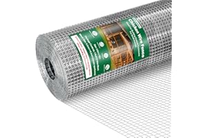 Ezkamfort 0.9x10m Wire Mesh, Holes 0.6mm Galvanized Welded Chicken Wire Mesh Roll, Aviary Fence Wire, Hot Dipped Mesh Fencing, Hardware Cloth Coop, Rabbit, Snake, Animal Enclosure