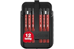 Wiha Bit Set slimBit Electric Slotted, PH, PZ, PlusMinus/PZ, TORX® 12 Pieces, Includes SlimBit Boxes, Belt Holder, Compact, Mobile, VDE Tested (43162)