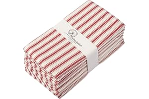 Cotton Carnival Kitchen Towels, 100% Ring Spun Cotton Tea Towels, Highly Absorbent Dish Towels, French stripes, Farmhouse Flour Sack Tea Towels, Red and White, Pack of 6 Pink Kitchen Towels