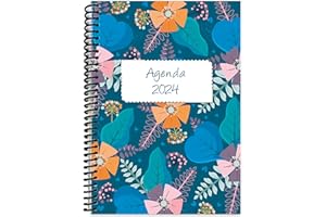 EDIDÁCTICA Agenda Anual 2024 // 1 Día por página // 320 páginas // Espiral plástico // Tapa Blanda // Formato A5 // Flores
