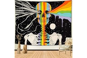 Betylifoy Schädel Tapisserie Tarot Skelett Wandbehang Tapisserie Sternenhimmel Wandteppich Tuch Wandtuch Meditation Hippie Bunte Tapisserie für Schlafzimmer Ästhetisch Party Decor