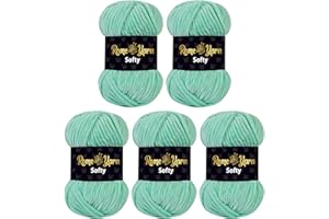 Rome Yarn Softy Velvet Yarn 5 x 100g - 120m | Super Chunky Bulky Chenille Soft Baby Blanket Amigurumi Plush Thick Yarn for Knitting and Crochet (954 Water Green)