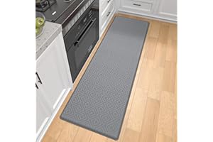 DEXI Maty podłogowe do kuchni, amortyzowane, odporne na zużycie, chodnik kuchenny, dywaniki i maty antypoślizgowe, wodoodporne, 44 x 150 cm, szary