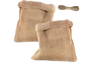 DENTEDELEAO 2 Stück Große Jutesäcke, Belastbar bis 30kg, Jute Pflanzenschutzsack mit Kordelzug, Kartoffelsack, Winterabdeckung für Pflanzen