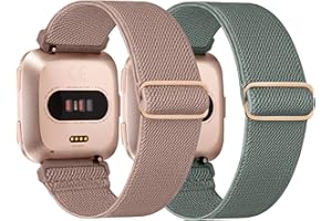 Adepoy 2 Packs Elastic Compatible with Fitbit Versa 2 Straps, Braided Nylon Sports Replacement Band for Fitbit Versa 2/Versa/Versa Lite Straps, Women Men