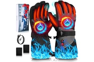 Jkevow Beheizbare Handschuhe für Herren Damen, Beheizte Handschuhe mit 5V 5000mAh Wiederaufladbarer Akku, 3 Heiztemperatur Einstellbare Motorradhandschuhe für Radfahren, Wandern, Skifahren