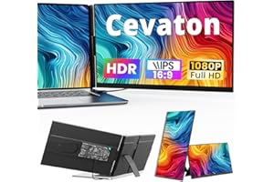 Cevaton Laptop Screen Extender - 15.6" FHD 1080P Portable Monitor, Detachable & Plug and Play Dual Monitor Extender for 13"-17.3" Laptops, Compatible with Wins/Mac/Android/Chrome