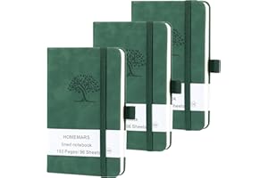 ‎HOMEMARS HOMEMARS Notizbuch A6, 3 Stück Notizbücher Set, Notizbuch Klein, 14.4cm x 9.6cm Notizblock, Grün, 192 Seiten, Notizheft, Notizblock a6, Journal, Reisetagebuch, Notizbuch Leder, Prägebaum Design