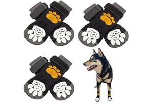 SCIROKKO 3 Pairs Double Anti-Slip Dog Socks Paws Stop Licking - Adjustable Pet Non-Skid Paw Protector with Grips for Puppy Doggy Indoor Traction Control Wear Hardwood Floors Outdoor Shoes