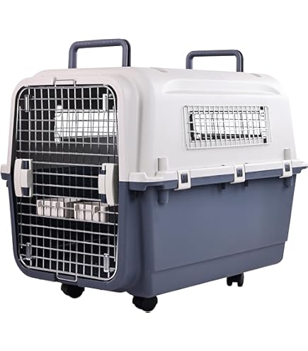 Kit 4 Roues Pour Cage Transport Chien Ferplast CLIPPER - 2 Pivotantes Frein + 2 Fixes + Laisse Poignée - Moyen/Grand