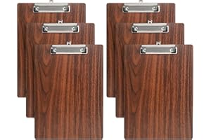 SOYIRI A5 Portapapeles de Madera con Pinza,6 Piezas Portapapele con Agujero Colgante,Clipboards Tablero de Escritura