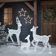 Set Famiglia Di 3 Renne Luminose In Acrilico Per Esterno – Decorazione Natalizia Con Luci LED A Batteria