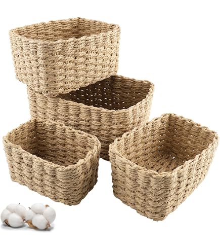 Panier De Rangement En Osier Blanc Élégant 40x30x24 Cm – Boîte Tressée Naturelle Pour Salle De Bain, Cuisine Ou Déco