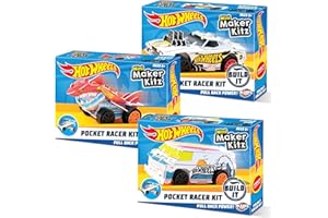 BLADEZ Hot Wheels Toyz Pocket Racer Maker Kitz 3 Pack - Build & Race Mini Cars - Pull-Back Motors for Turbo Performance & Easy Snap-Fit Assembly - Works on Hot Wheels Track - COLOURS WILL VARY