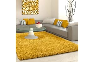 VICEROY BEDDING SHAGGY RUG Rugs Living Room Large Soft Touch 5cm Thick Pile Modern Bedroom Living Room Area Rugs Non Shed (Ochre Mustard Yellow, 120cm x 170cm (4ft x 6ft))
