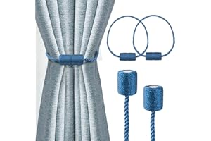 AUFIKR Strong Magnetic Curtain Tiebacks,Curtain Ties for Home Bedroom Office Decorative Curtain (2, Blue)