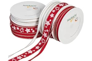 ‎HALBACH SEIDENBÄNDER Halbach Seidenbänder Premium Geschenkband Set Weihnachten | 6 Rollen weihnachtliche Dekobänder | Schleifenband zum Geschenk einpacken
