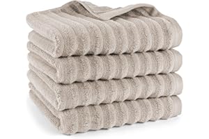‎PURE LABEL Pure Label Handtuch - 4er-Pack 50x100cm aus 100% Baumwolle - saugstark, schnelltrockend & weich - Handtücher mit Anhängeschlaufe - Oeko-TEX Zertifiziert - Taupe