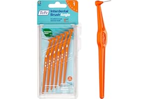 TePe Brossettes interdentaires Angle Idéal pour le nettoyage des espaces interdentaires des molaires, 6 brossettes Diamètre 0,45mm Orange, L'emballage peut varier