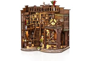 GOOGO Book Nook Kit, 888 delar miniatyrhus-kit med LED-belysning, DIY-bokhörna för vuxna och tonåringar, 3D-pusselbokstöd för